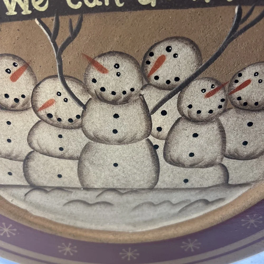 Folk‎ Art Primitive Family Snowman Wooden Plate together we can do it